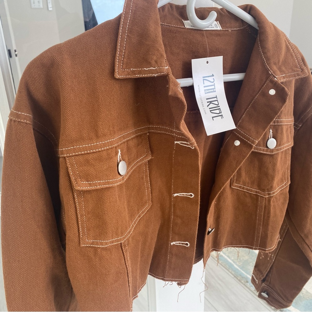 Brown denim crop jacket